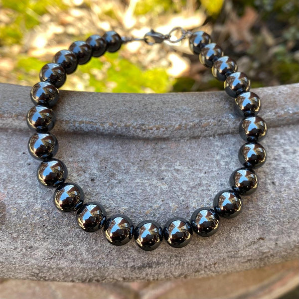 Grey Glass Beads Hematite Bracelet at Rs 130 in Ghaziabad | ID: 22470519230